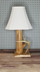 Elm Lamp with Antler